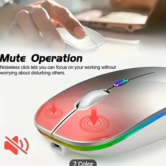 Wireless Rechargeable LED Mouse - Gray - Picture 5 of 8